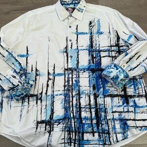Robert Graham Shirt Mens 4XL Abstract Button Up Flip Cuff AOP Print Colorful